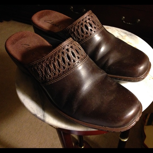 Brown mules. Clarke's