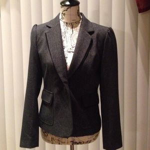 Black accented, gray blazer