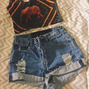 One Teaspoon High-Waisted Denim Shorts