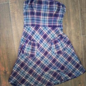 Strapless plaid dress WITH POCKETS