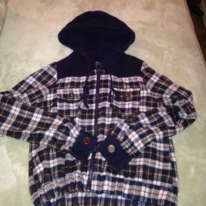 Flannel hooded sweater