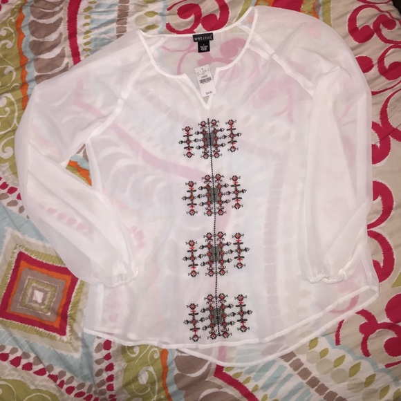 White sheer Tribal top