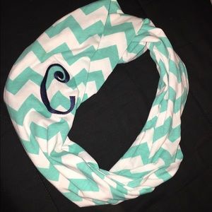 Blue & White 'C' monogram chevron infinity scarf