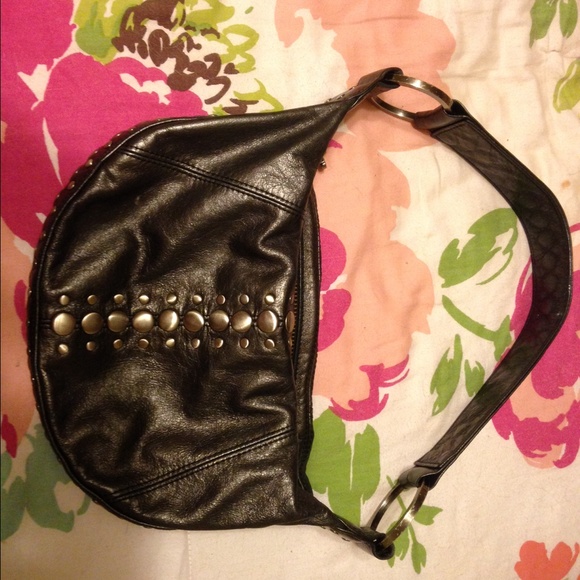 Cute brown leather purse w/ metal studs