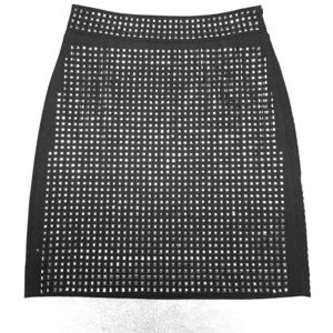 Weighted High Waisted Platinum Studded Skirt
