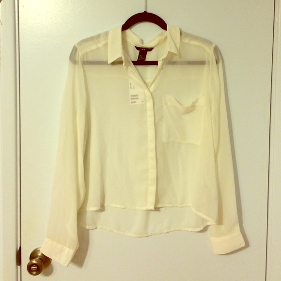 H&M Tops - H&M Sheer White Chiffon Blouse