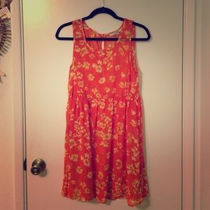 Forever 21 Bright Floral Orange Dress