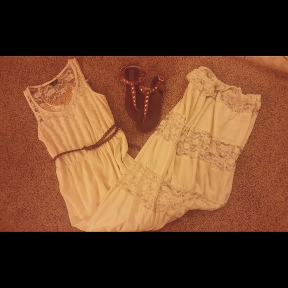 SOLD Cream Lace Maxi Dress