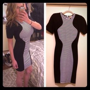 NWT black and white body con dress - Ronny Kobo