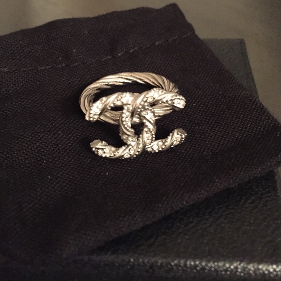 Authentic Chanel Silver CC ring
