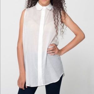 Sleeveless Lawn Button-Up