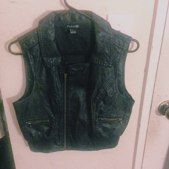 Faux leather vest