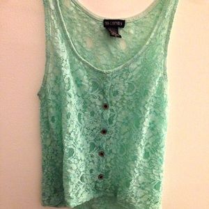 Mint green lace summer tank