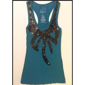 Chic Cerulean Sequined Racerback Tank