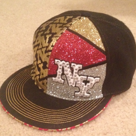 Embellish NY New York rhinestone flat rim hat cap