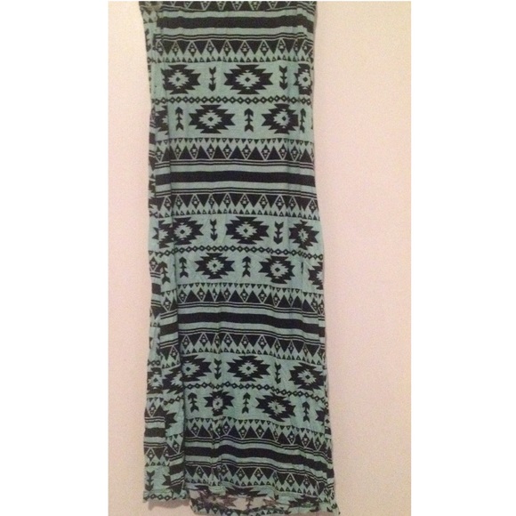 Green and black long summer skirt