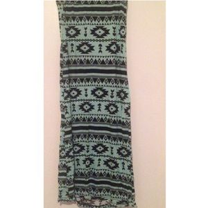 Green and black long summer skirt