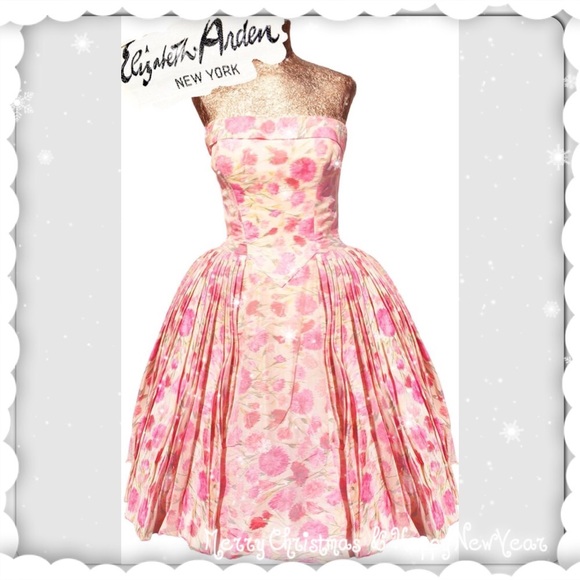 SOLD Elizabeth Arden 1950s dress floral wedding