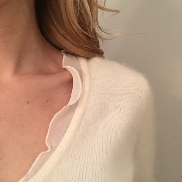 Sold in Bundle: Ivory V-neck Angora Wool Sweater - Picture 3 of 4