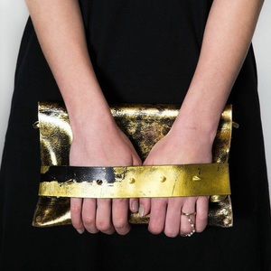 Handmade, HANDPAINTED genuine leather clutch