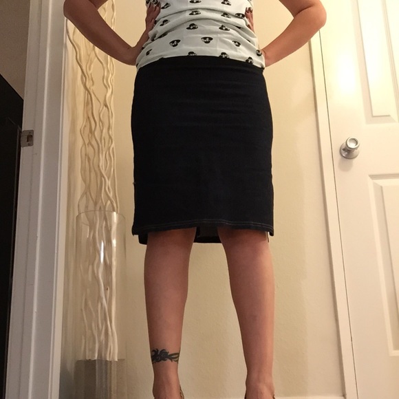 Denim pencil skirt