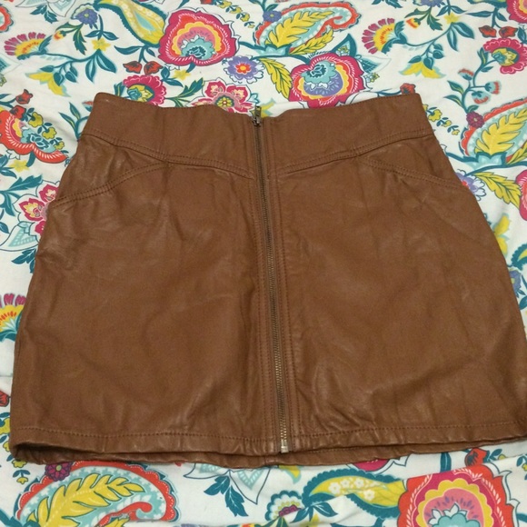 H&M Divided Faux Brown Leather Skirt