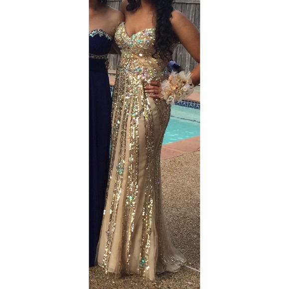 Jovani Champagne Prom Dress - Picture 2 of 4