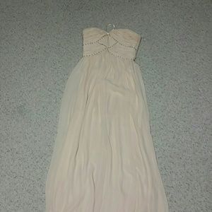 Beautiful strapless light pink prom dress