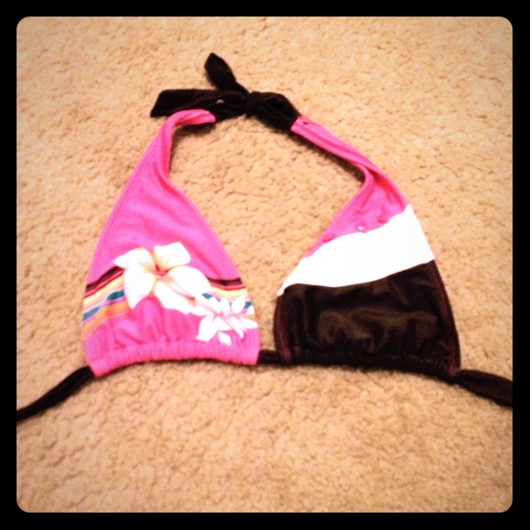 Pink and brown bikini top.