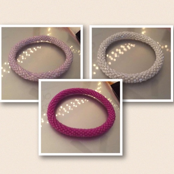 Orchid, lilac, and white lilly Laura bracelets