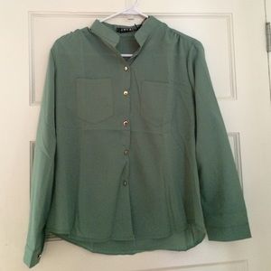 Olive green chiffon blouse. Nwt