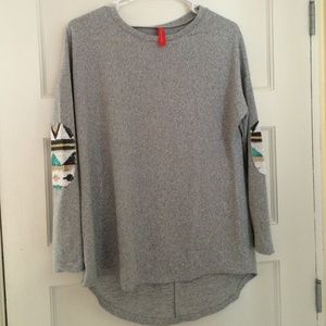 Grey and sequined elbow embellished long sleeve