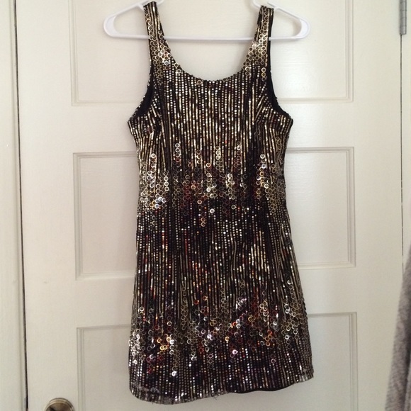 Brand new with tags gold and black mini dress