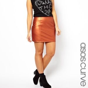 Copper Faux Leather Skirt