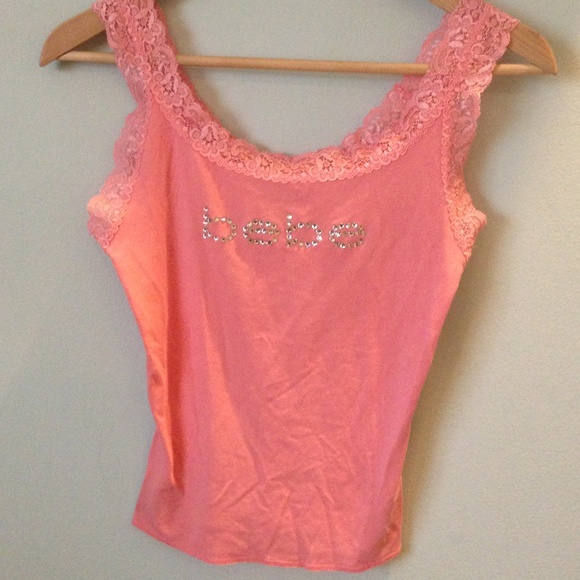 Bebe women's salmon tank top with lace S