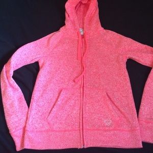 Hot pink coral zip hoodie sweatshirt Aero M fit S