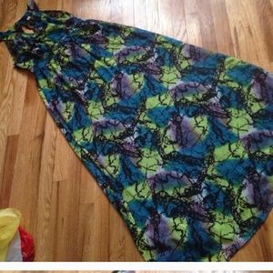 "Bundle" long dress and brown jacket