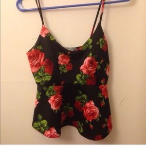 Red and pink rose tank top