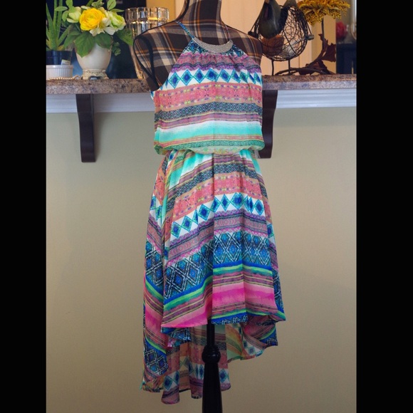 NWT Hi-Lo Aqua Blues Vacation Print Dress Sm - Picture 3 of 4