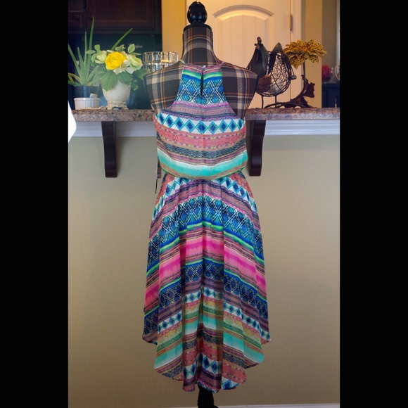 NWT Hi-Lo Aqua Blues Vacation Print Dress Sm - Picture 4 of 4