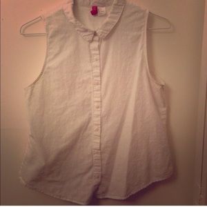 White no sleeve button up