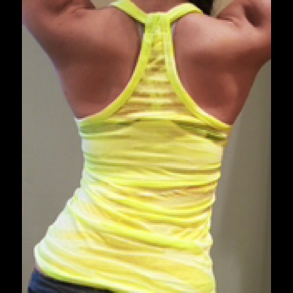 Neon Yellow Zebra Stripe Burnout Racerback Tank