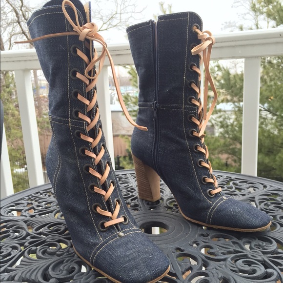 Heeled Denim Boots
