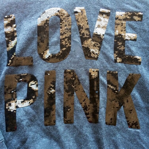 Victoria's Secret Black sequin Love Pink hoodie M