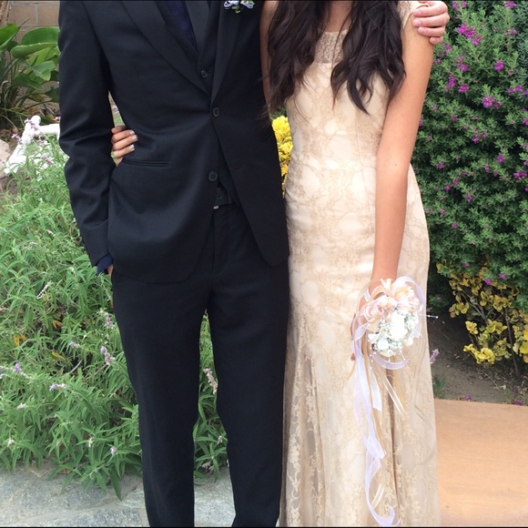 gold lace prom dress - Picture 3 of 4