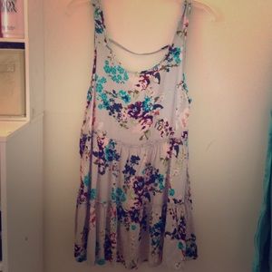 Gray floral design long blouse