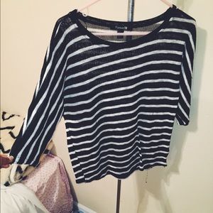 Black and white striped knitted sweater