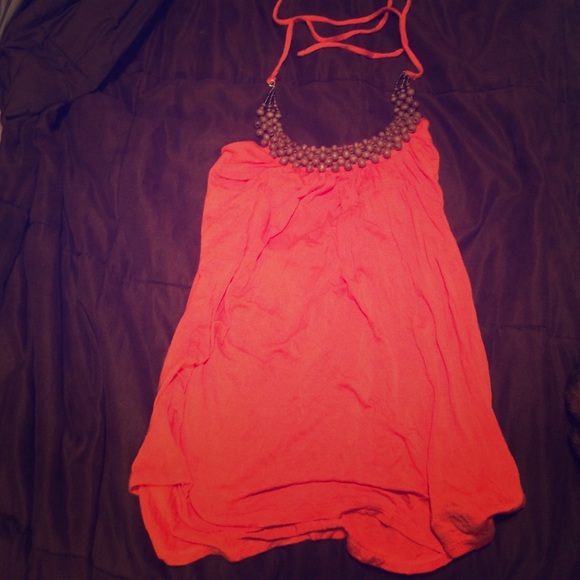 Flowy beaded halter tank