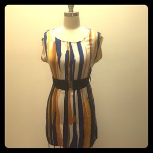 SOLD! NOT FOR SALE! Yellow Belted Watercolor Dress