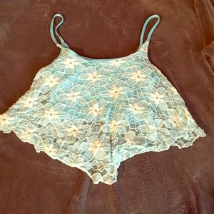 Teal lace crop top